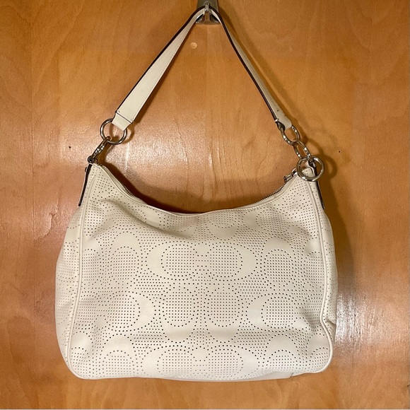 COACH White Perforated Leather Hobo Bag - Picture 2 of 4